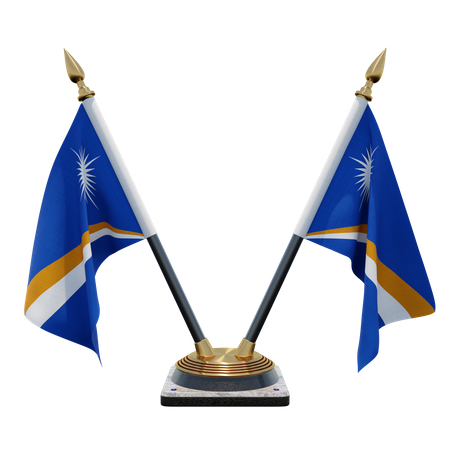 Support de drapeau de bureau double (V) des Îles Marshall  3D Icon