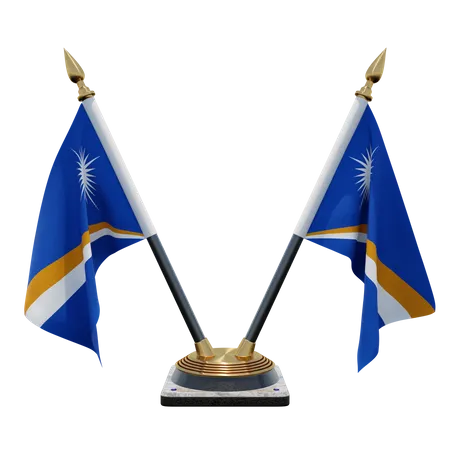 Support de drapeau de bureau double (V) des Îles Marshall  3D Icon