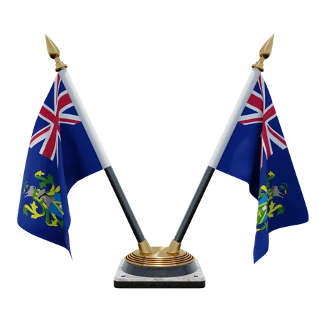 Porte-drapeau à double bureau des îles Pitcairn  3D Flag