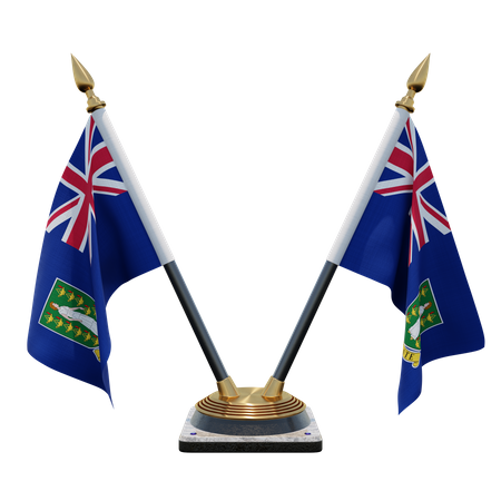Support de drapeau de bureau double (V) des îles Vierges britanniques  3D Icon
