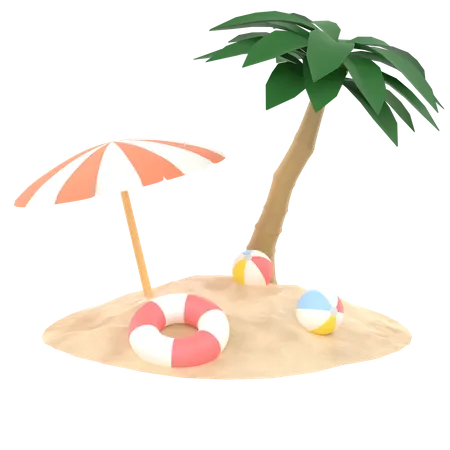 Elemento De Praia De Ilustracao 3 D Na Areia 3D Illustration
