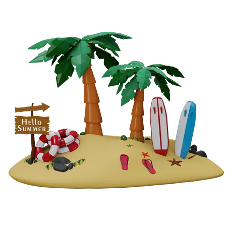 Ilha  3D Illustration