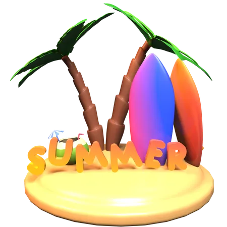 Ilha de verão  3D Icon