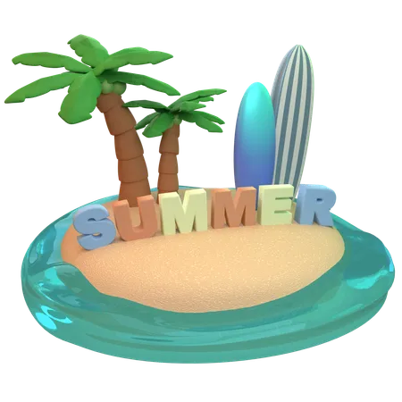 Ilha de verão  3D Icon