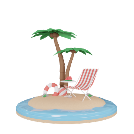 Ilha de praia  3D Illustration