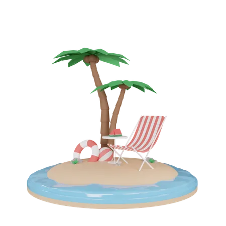 Ilha de praia  3D Illustration