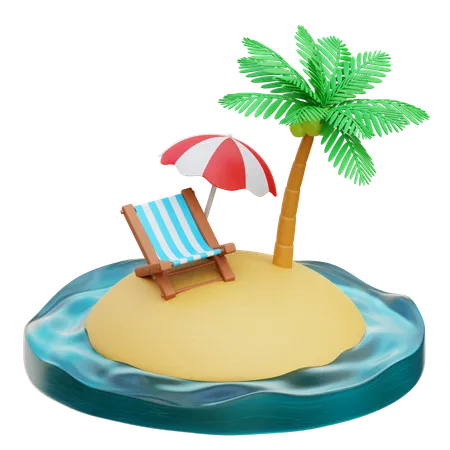 Ilha tropical  3D Icon