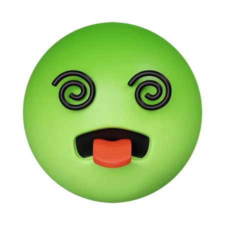 3 D Nauseated Face Emoji With Green Face Sickly Face Green With Concerned Eyes And Puffed Holding Back Vomit Icon Isolated On Gray Background 3 D Rendering Illustration Clipping Path 3D Icon