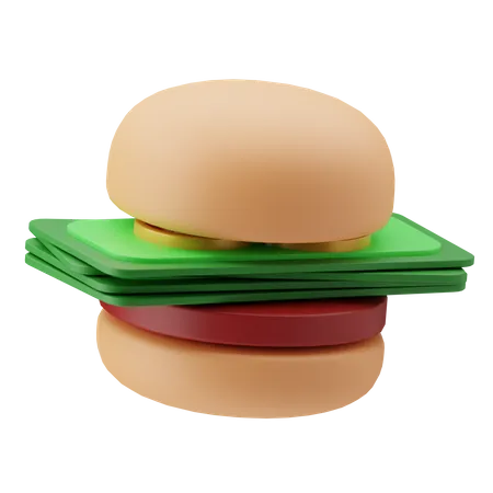3 D Illustration Of Burger With Money As Filling 3D Illustration