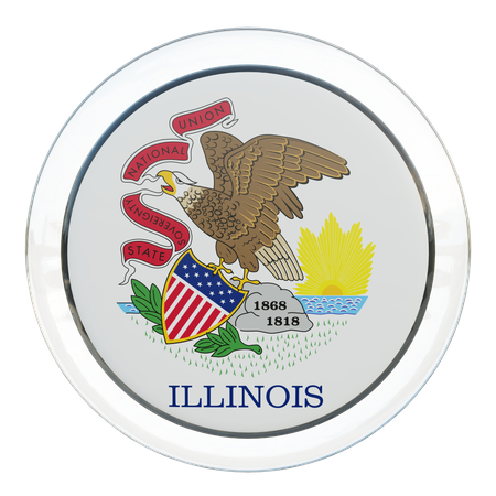 Illinoi Flag Glass  3D Flag