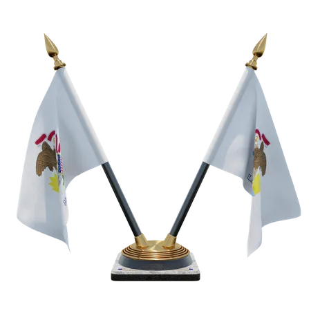 Illinois Double Desk Flag Stand  3D Flag