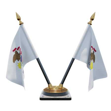 Illinois Double (V) Desk Flag Stand  3D Icon