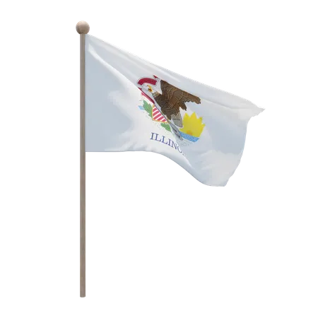 Illinois Flagpole  3D Flag