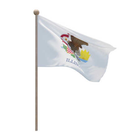 Illinois Flagpole  3D Icon