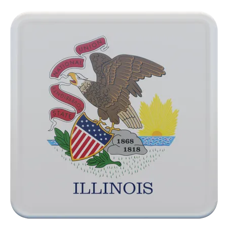 Illinois Square Flag  3D Icon