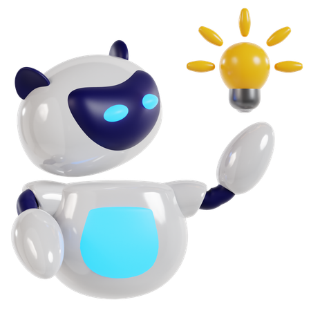 Illuminated Robot Lamp Pose  3D Icon
