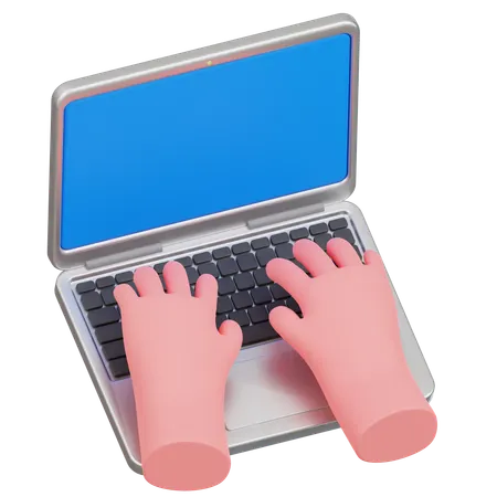 Illustartion Of Hands Typing On A Laptop  3D Icon