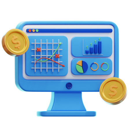 Illustration 3D de l'analyse financière  3D Icon