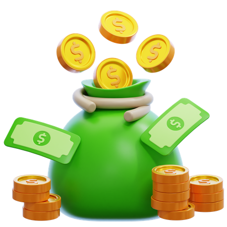 Illustration 3d de sac d'argent  3D Icon