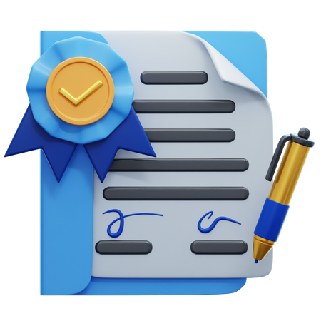 Illustration 3D d'un contrat de travail  3D Icon