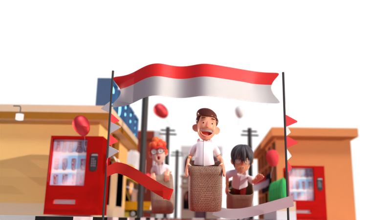 Ilustração de corrida de saco  3D Icon