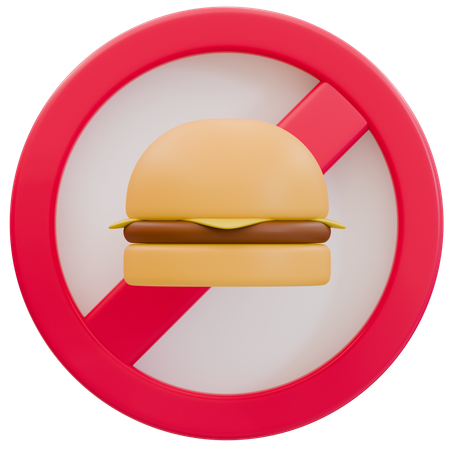 Ilustração de placa de comida proibida  3D Icon