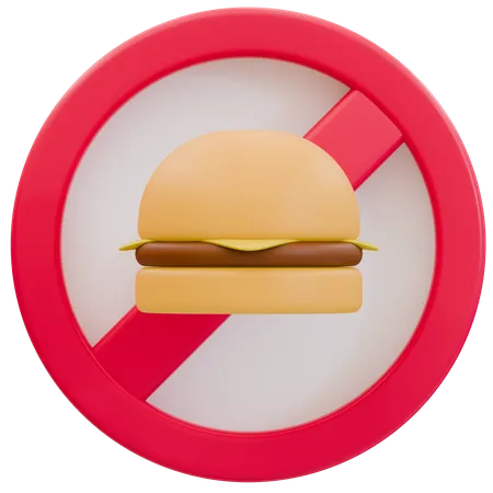 Ilustração de placa de comida proibida  3D Icon