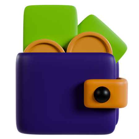 Ilustración colorida de la billetera  3D Icon