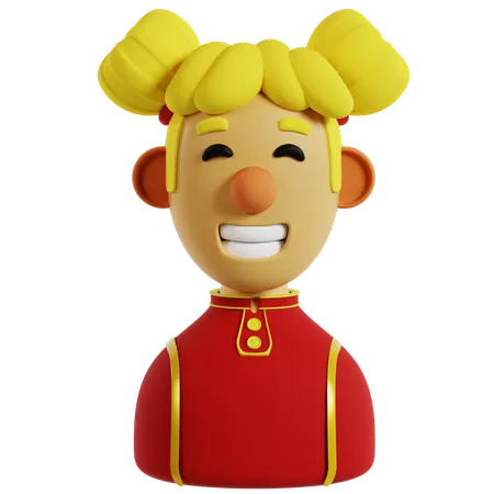 Ilustración de avatar chino  3D Icon