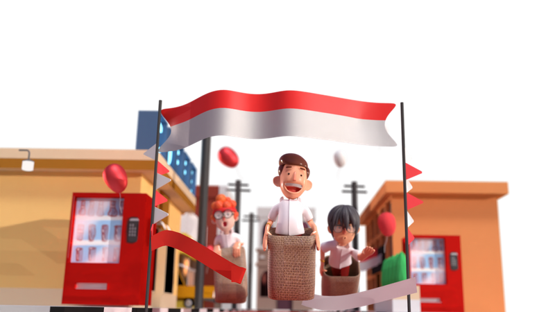 Ilustración de carreras de sacos  3D Icon