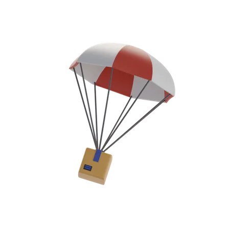 Ilustración de paracaídas y caja  3D Icon