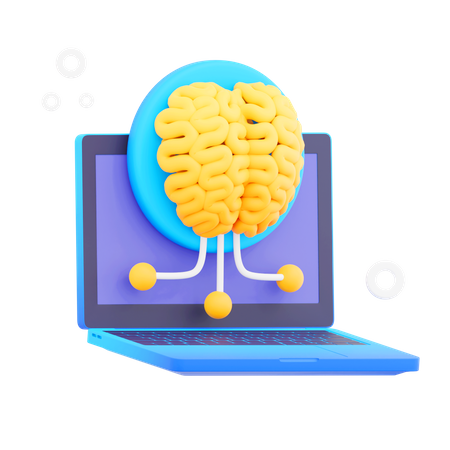 Ilustrações de cérebro de laptop  3D Icon