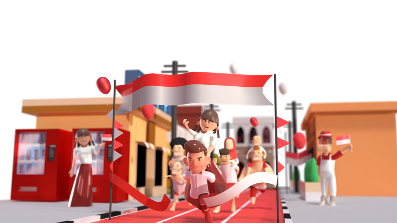 Ilustrasi lomba lari  3D Icon