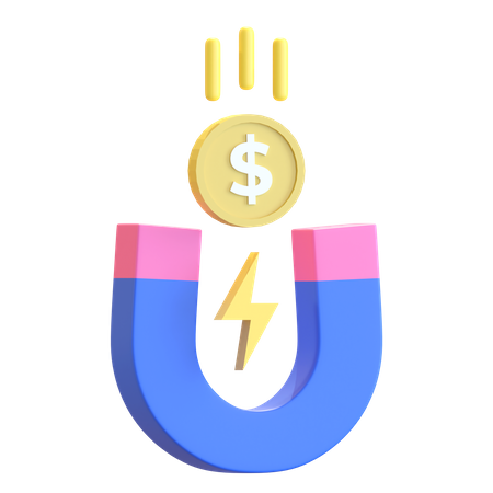 Ímã puxando dinheiro  3D Icon