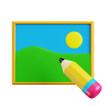 Image and Pencil  3D Icon