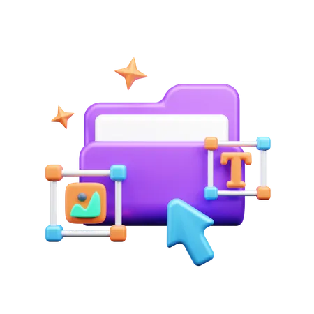 Image and Text folder  3D Icon