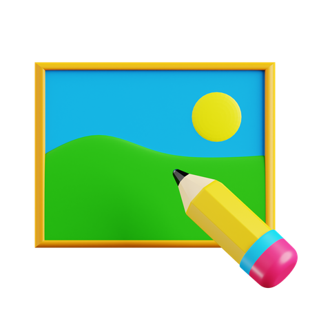 Image et crayon  3D Icon