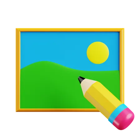 Image et crayon  3D Icon