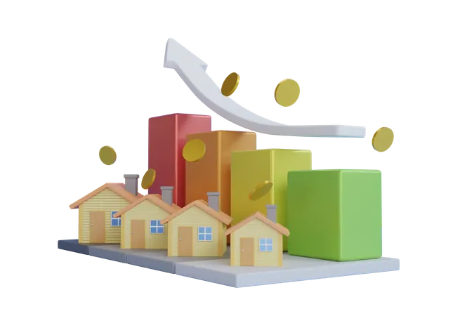Immobilienverkauf wächst  3D Illustration