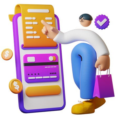 Imprimer la transaction de facture  3D Illustration