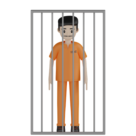 Imprisoned Convict  3D Illustration