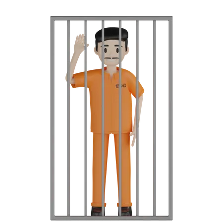 Imprisoned Prisoner Weaving Hand  3D Illustration