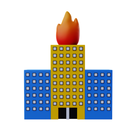 Incendie dans un immeuble  3D Illustration