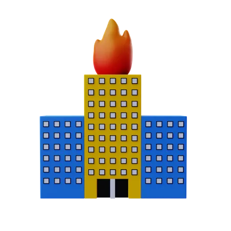 Incendie dans un immeuble  3D Illustration