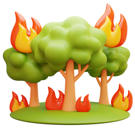 Incêndio florestal com árvores  3D Icon
