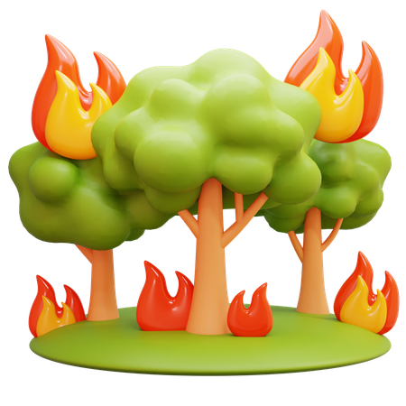 Incendio forestal con árboles  3D Icon