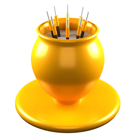 3 D Render Incense Pot Illustration 3D Icon