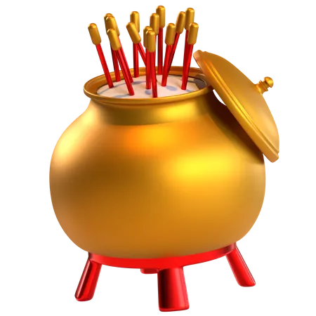 Chinese New Year Icon Incense Pot 3 D Render 3D Icon