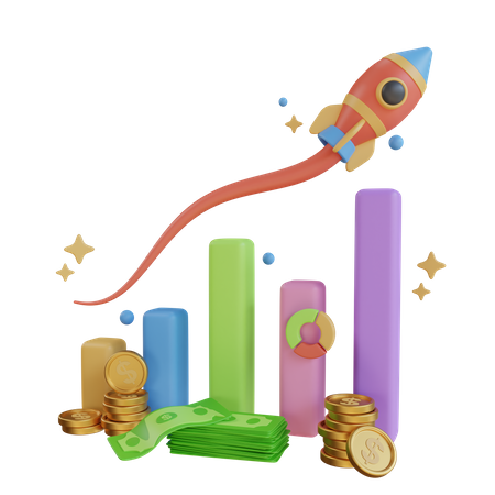 Income Growth Chart  3D Illustration