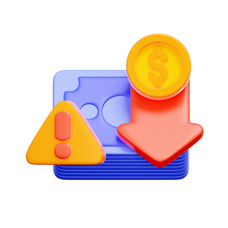 소득 손실 경고  3D Icon